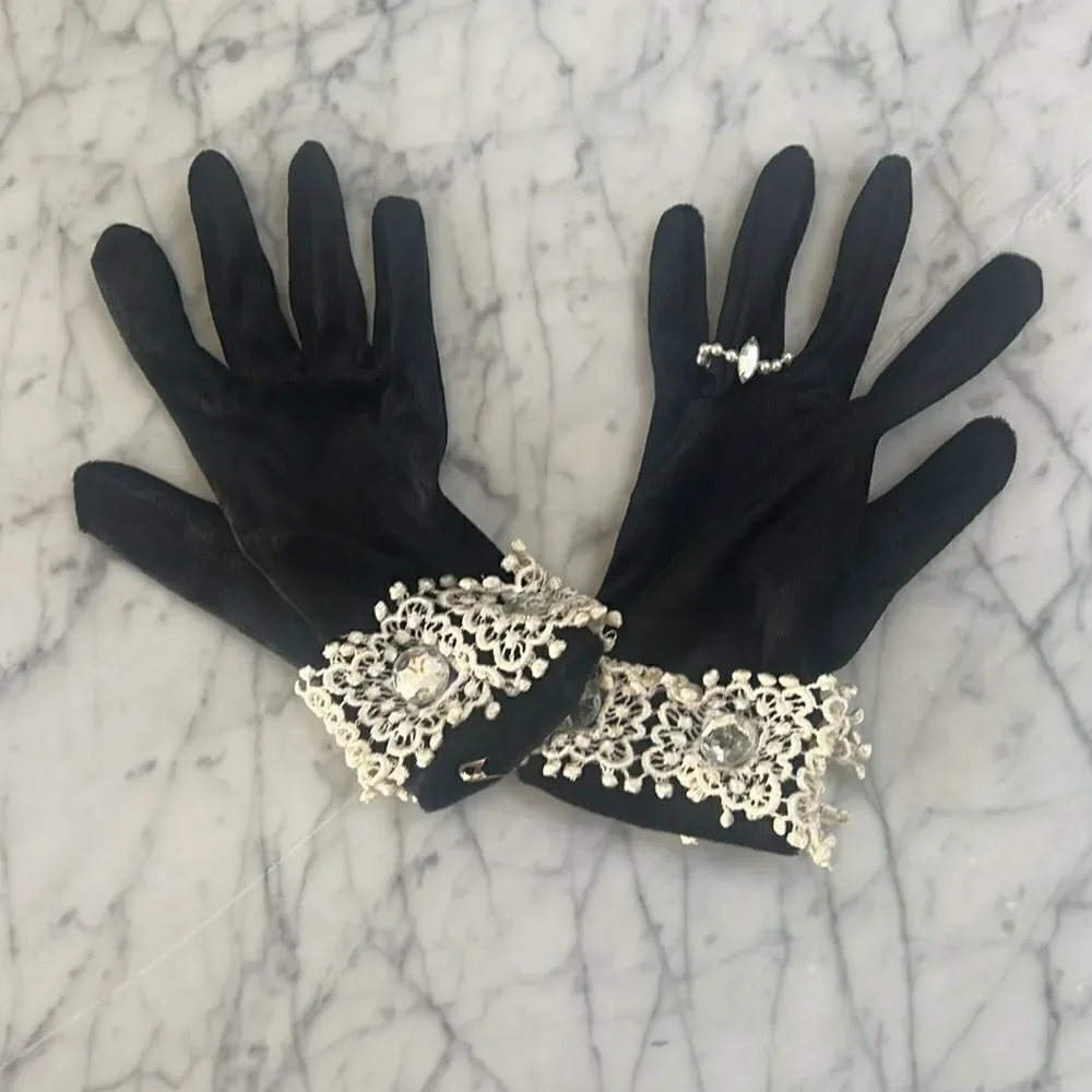 Fancy Gloves with attached bracelet and Ring Womens Gloves